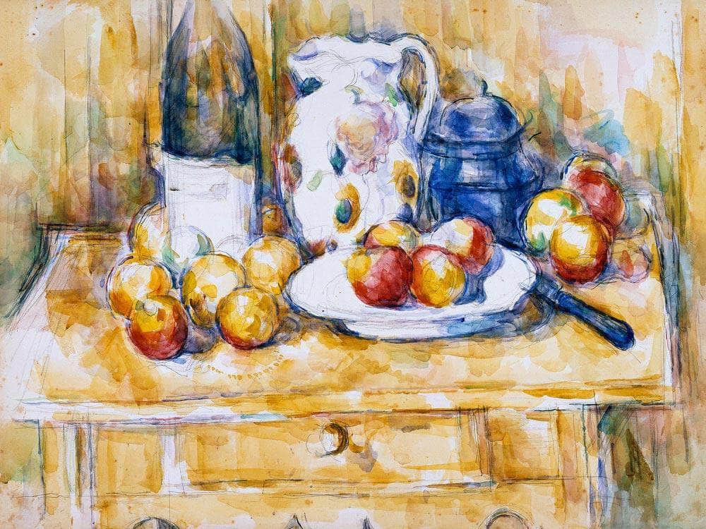 Still Life With Apples On A Sideboard By Cezanne Paul Fine Art Print