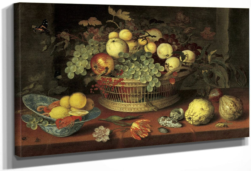 Still Life With Basket Of Fruit By Balthasar Van Der Ast Fine Art Print