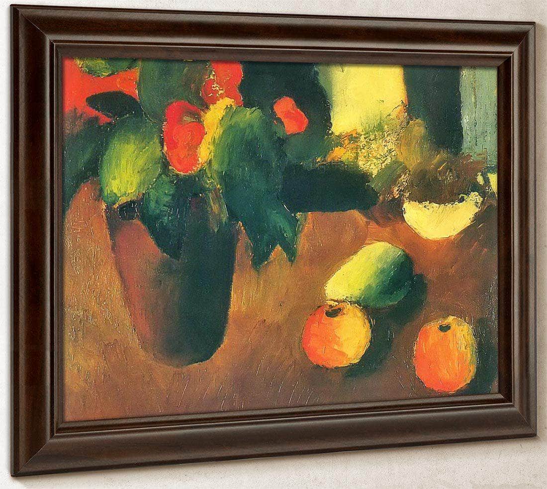 Still Life With Begonisas Apples And Pear By August Macke Fine Art Print