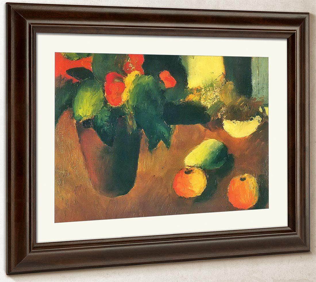 Still Life With Begonisas Apples And Pear By August Macke Fine Art Print