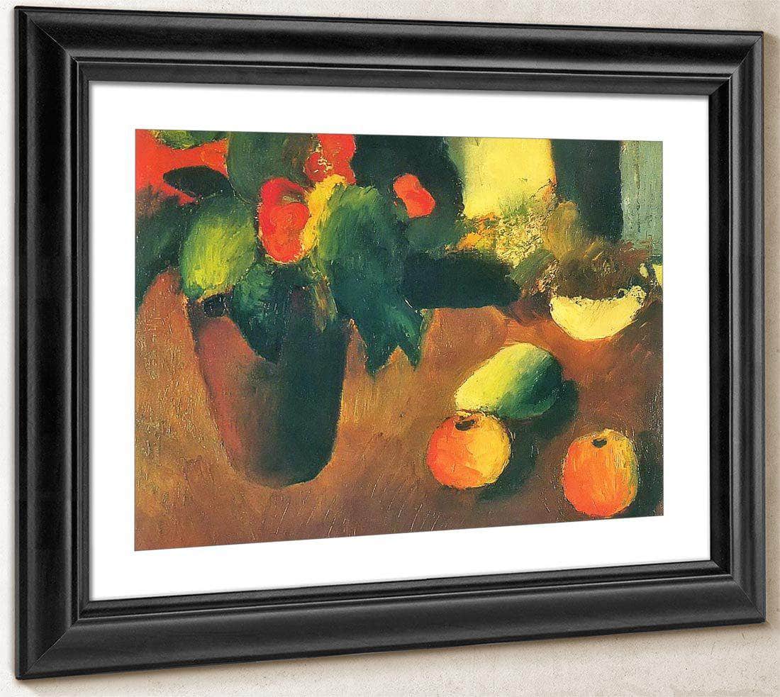 Still Life With Begonisas Apples And Pear By August Macke Fine Art Print