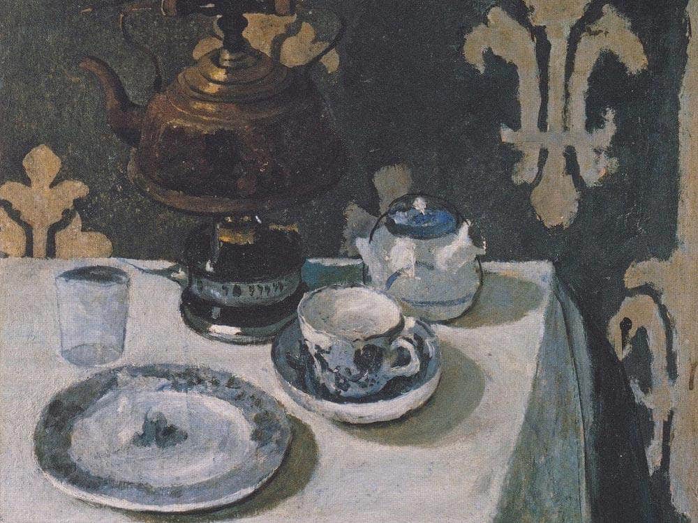 Still Life With Blue And White Porcelain Tea Set By Paula Modersohn Becker Fine Art Print