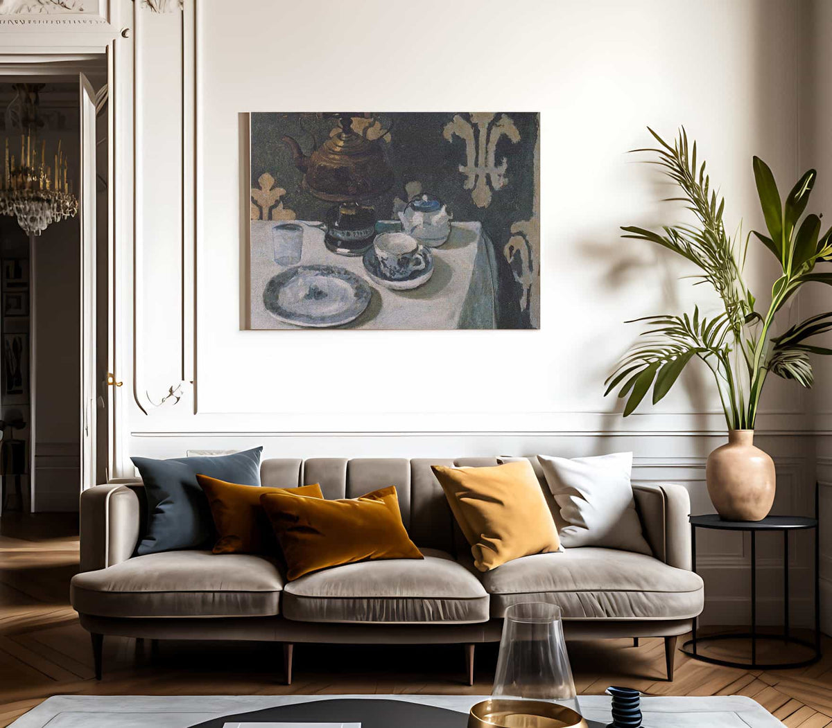 Still Life With Blue And White Porcelain Tea Set By Paula Modersohn Becker Fine Art Print