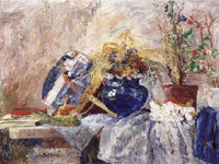 Still Life With Blue Vase And Fan By James Ensor Fine Art Print