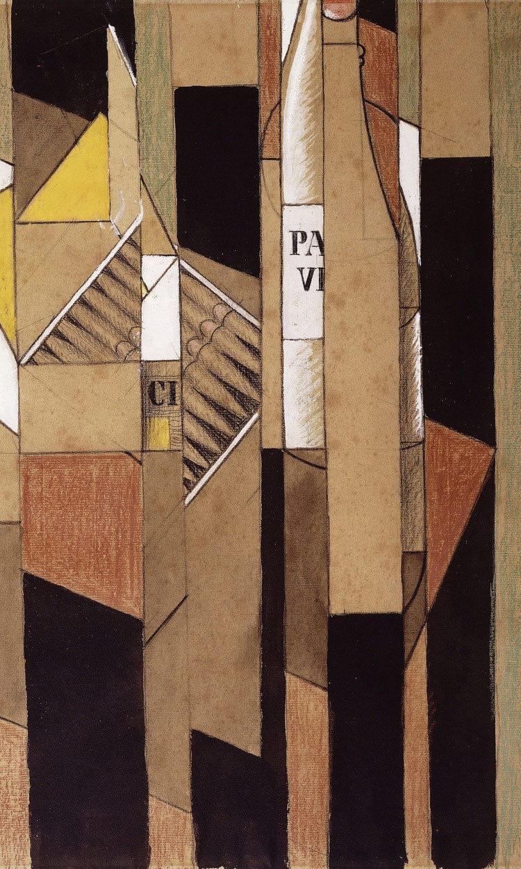 Still Life With Bottle And Cigars By Juan Gris Fine Art Print