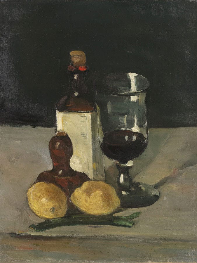Still Life With Bottle, Glass, And Lemons By Paul Cezanne Fine Art Print