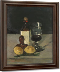 Still Life With Bottle, Glass, And Lemons By Paul Cezanne Fine Art Print