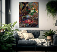 Still Life With Cherries Pitcher And Bouquet By Bruce Crane Fine Art Print