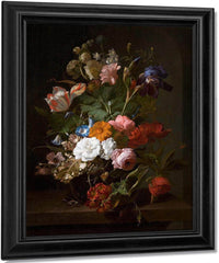 Still Life With Flowers And A Cricket 1700 By Rachel Ruysch Fine Art Print