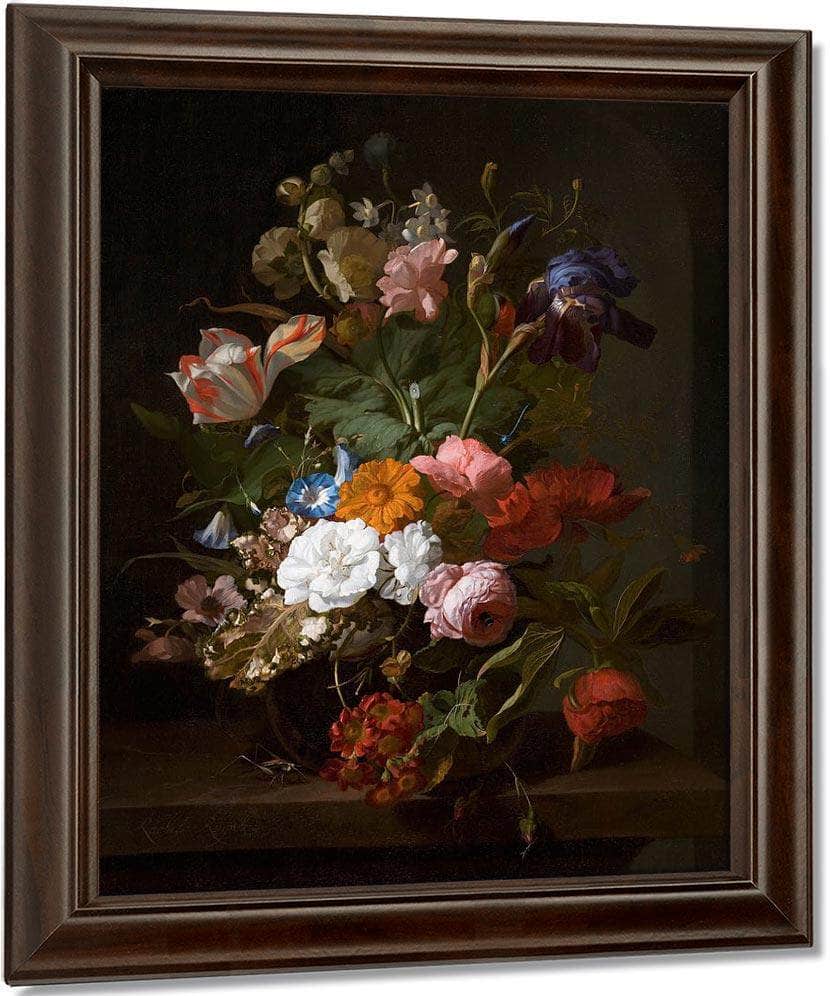 Still Life With Flowers And A Cricket 1700 By Rachel Ruysch Fine Art Print