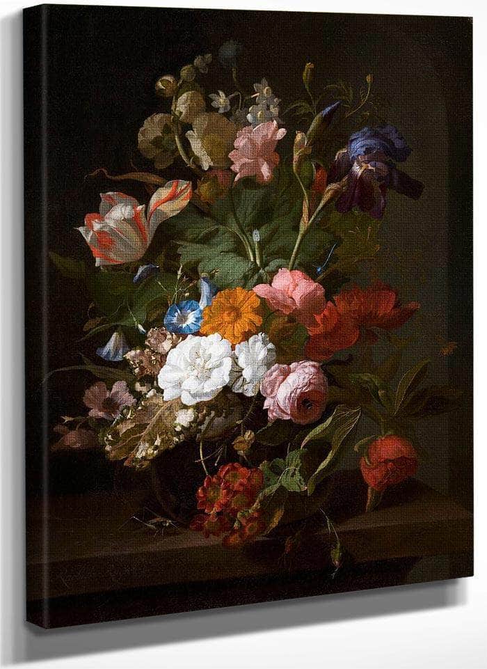 Still Life With Flowers And A Cricket 1700 By Rachel Ruysch Fine Art Print