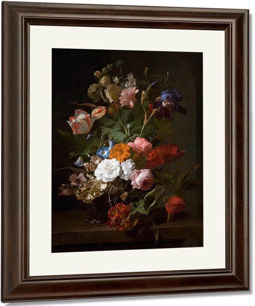 Still Life With Flowers And A Cricket 1700 By Rachel Ruysch Fine Art Print