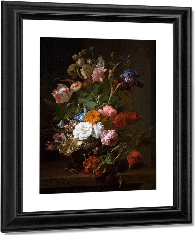Still Life With Flowers And A Cricket 1700 By Rachel Ruysch Fine Art Print
