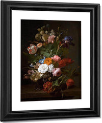 Still Life With Flowers And A Cricket 1700 By Rachel Ruysch Fine Art Print
