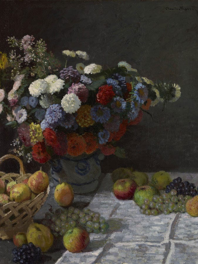 Still Life With Flowers And Fruit By Claude Monet Fine Art Print