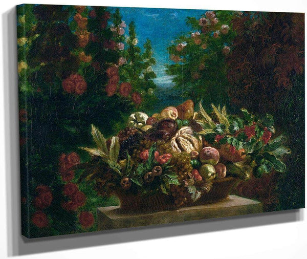 Still Life With Flowers And Fruit By Eugene Delacroix Fine Art Print