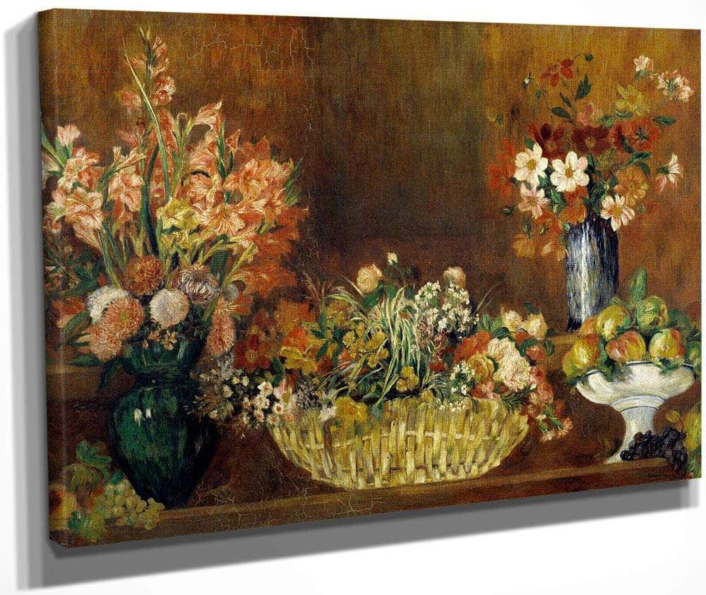 Still Life With Flowers And Fruit By Pierre August Renoir Fine Art Print
