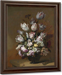 Still Life With Flowers By Hans Bollongier Fine Art Print