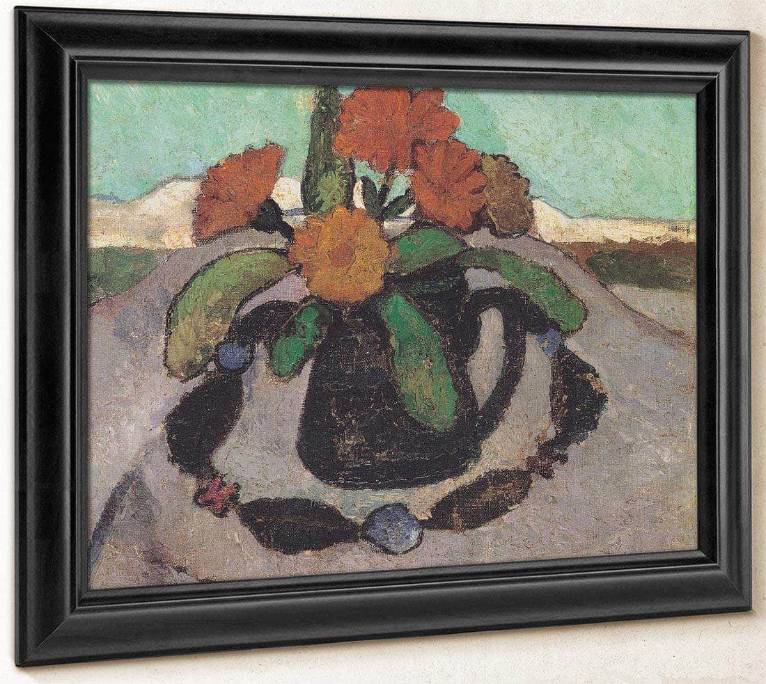 Still Life With Flowers In A Landscape By Paula Modersohn Becker Fine Art Print