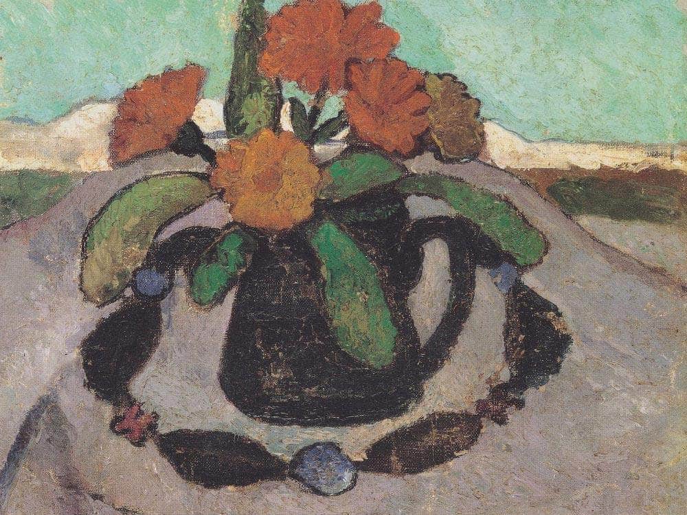 Still Life With Flowers In A Landscape By Paula Modersohn Becker Fine Art Print