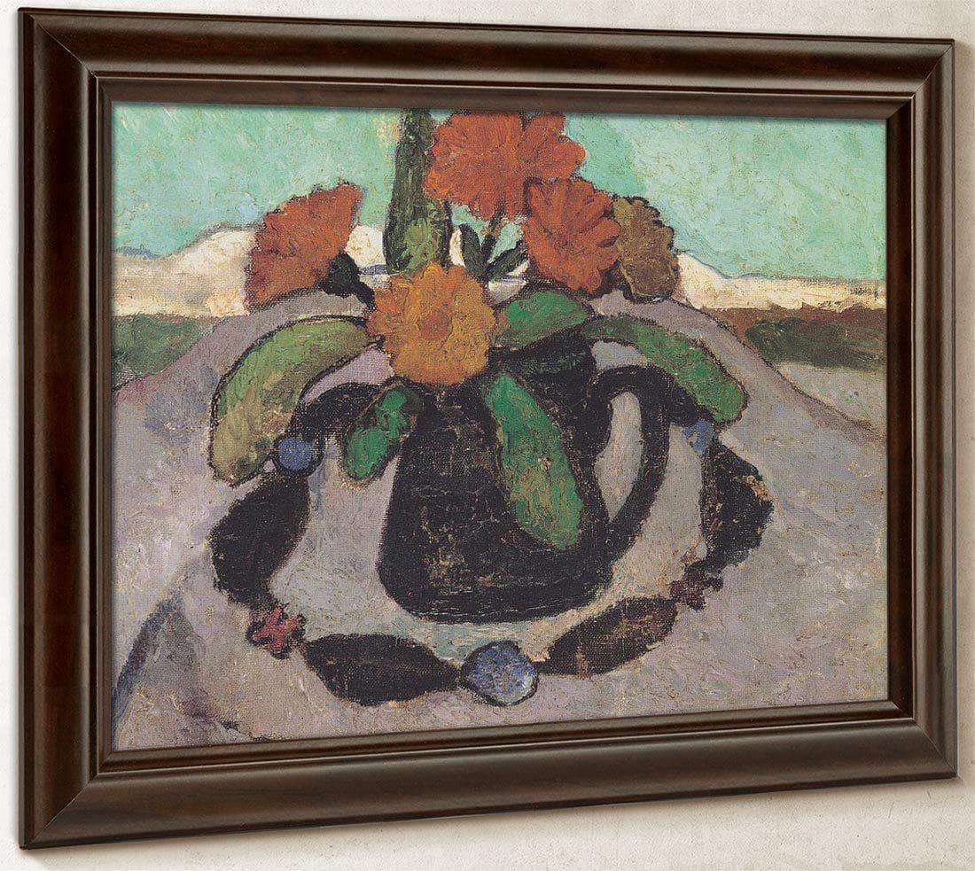 Still Life With Flowers In A Landscape By Paula Modersohn Becker Fine Art Print