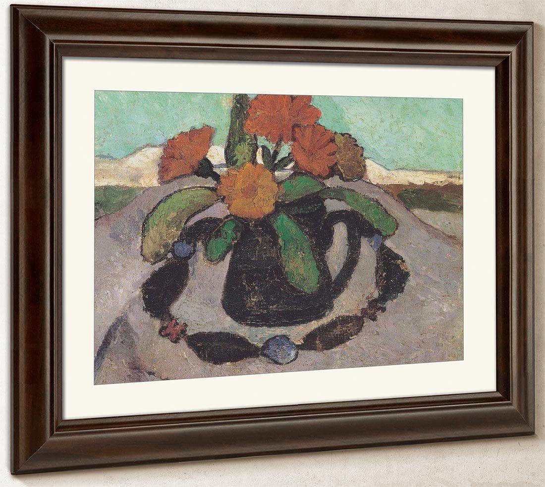 Still Life With Flowers In A Landscape By Paula Modersohn Becker Fine Art Print