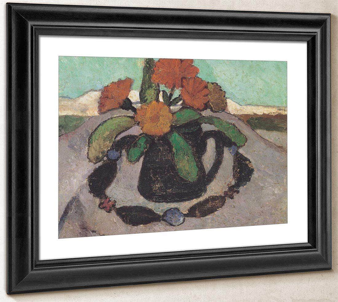 Still Life With Flowers In A Landscape By Paula Modersohn Becker Fine Art Print