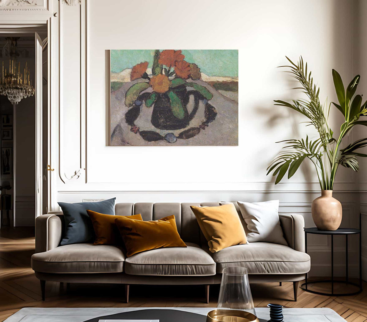 Still Life With Flowers In A Landscape By Paula Modersohn Becker Fine Art Print