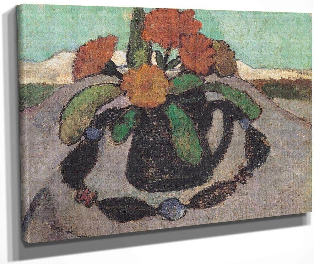 Still Life With Flowers In A Landscape By Paula Modersohn Becker Fine Art Print