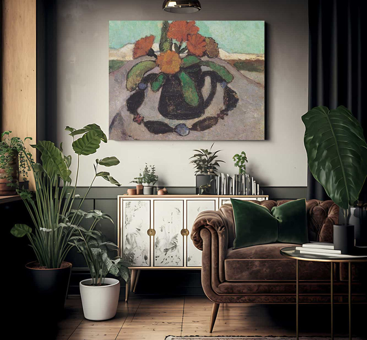 Still Life With Flowers In A Landscape By Paula Modersohn Becker Fine Art Print