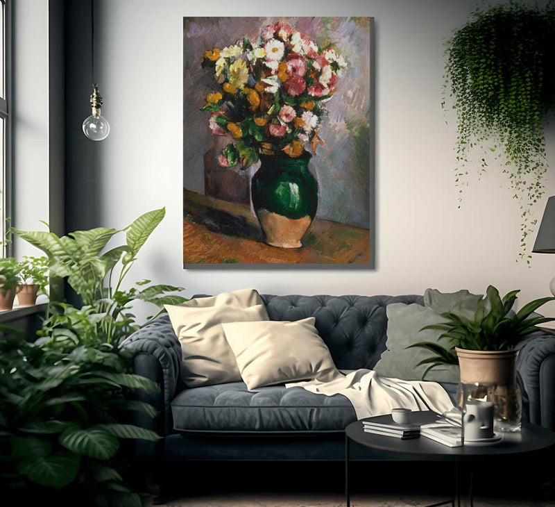 Still Life With Flowers In An Olive Jar By Cezanne Paul Fine Art Print