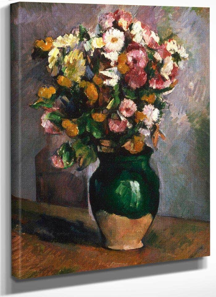 Still Life With Flowers In An Olive Jar By Cezanne Paul Fine Art Print