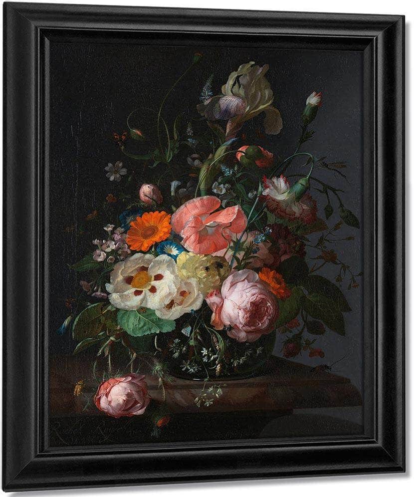 Still Life With Flowers On A Marble Tabletop 1716 By Rachel Ruysch Fine Art Print