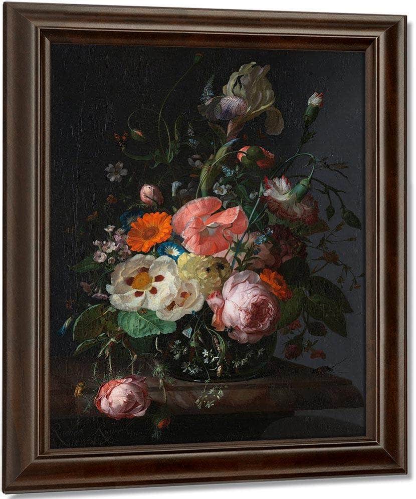 Still Life With Flowers On A Marble Tabletop 1716 By Rachel Ruysch Fine Art Print