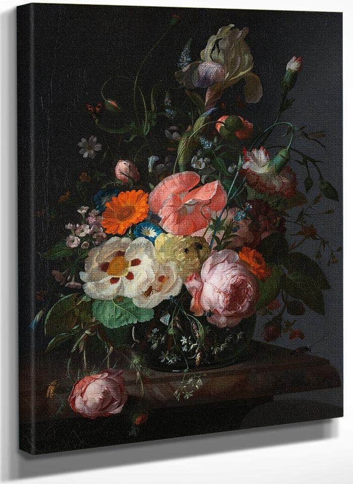 Still Life With Flowers On A Marble Tabletop 1716 By Rachel Ruysch Fine Art Print