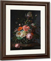 Still Life With Flowers On A Marble Tabletop 1716 By Rachel Ruysch Fine Art Print