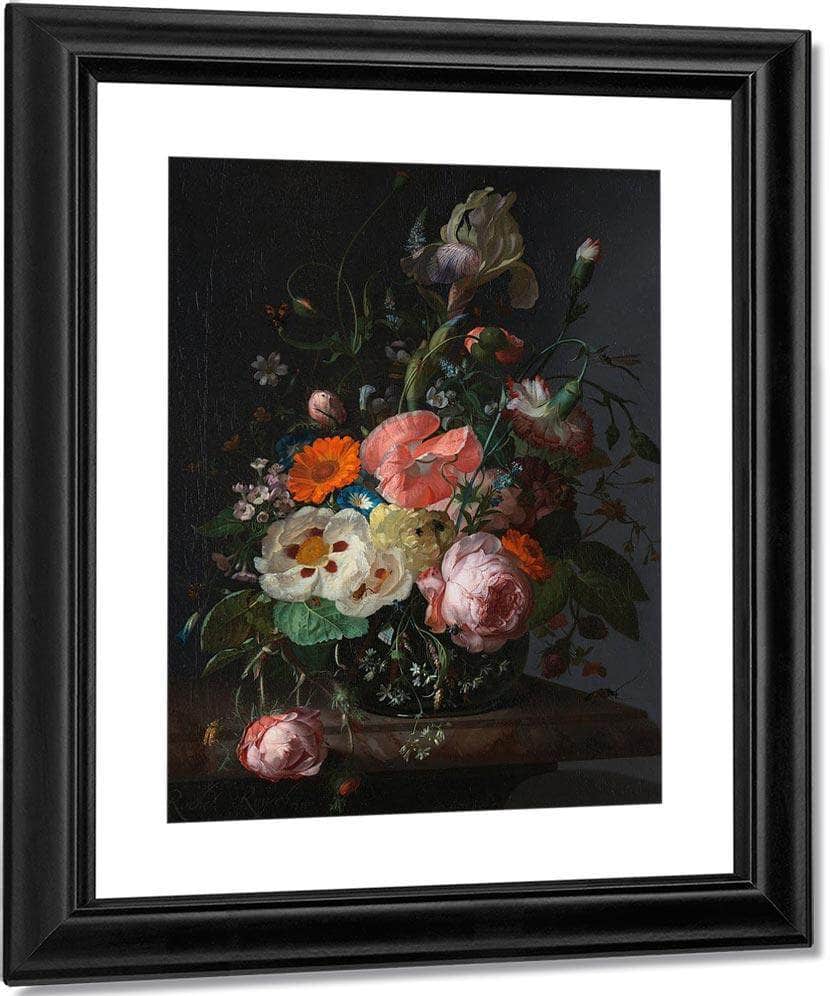 Still Life With Flowers On A Marble Tabletop 1716 By Rachel Ruysch Fine Art Print