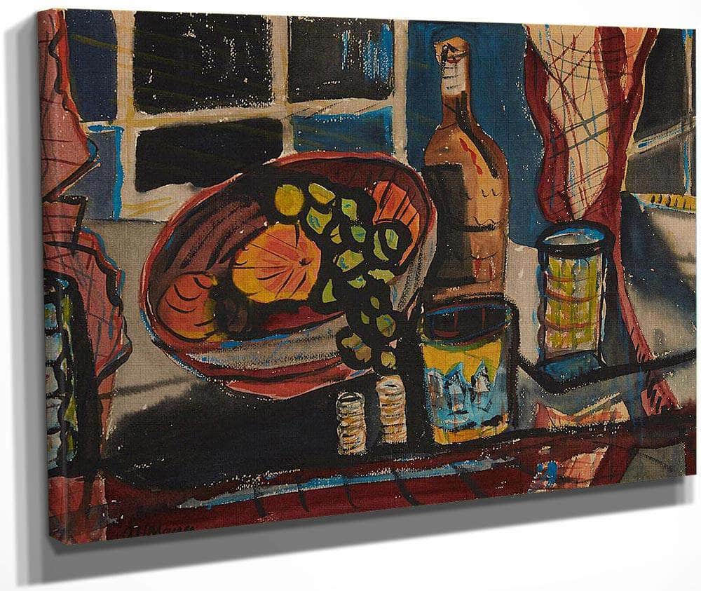 Still Life With Fruit And Bottle By Alfred Henry Maurer Fine Art Print