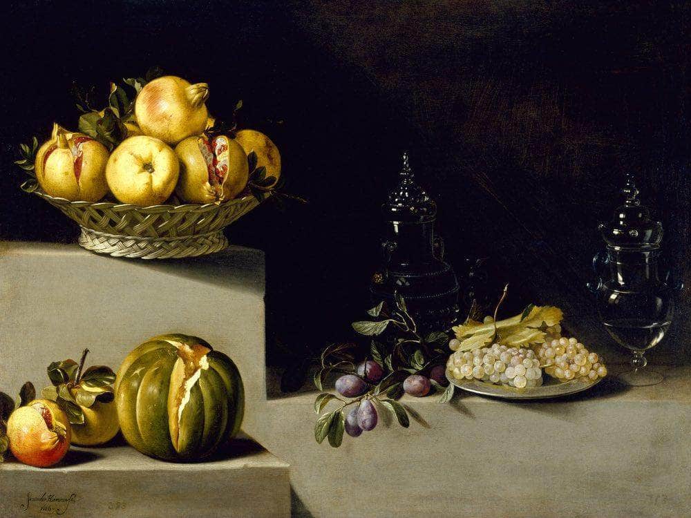 Still Life With Fruit And Glassware By Juan Van Der Hamen Y Leon Fine Art Print