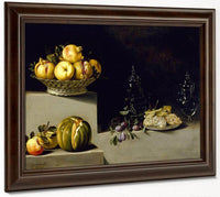 Still Life With Fruit And Glassware By Juan Van Der Hamen Y Leon Fine Art Print