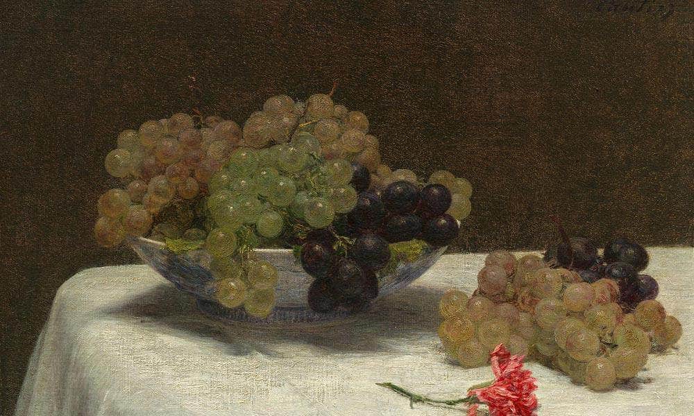 Still Life With Grapes And A Carnation By Henri Fantin Latour Fine Art Print