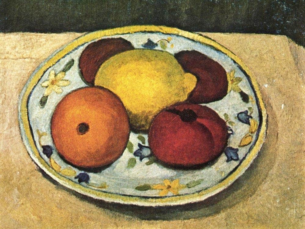 Still Life With Leaf Plant, Lemon And Orange By Paula Modersohn Becker Fine Art Print