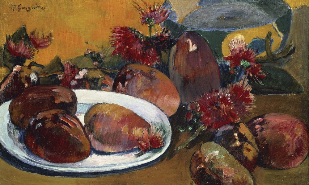 Still Life With Mangoes By Eugene Henri Paul Gauguin Fine Art Print