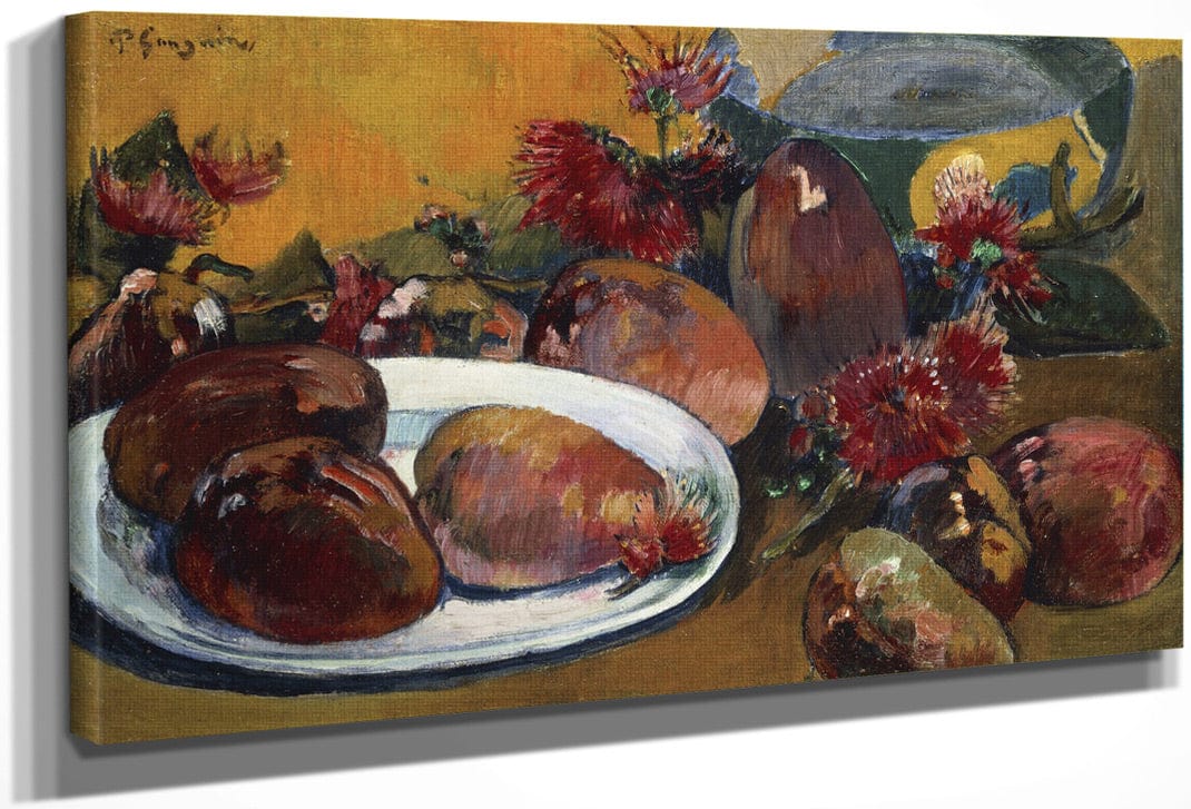 Still Life With Mangoes By Eugene Henri Paul Gauguin Fine Art Print