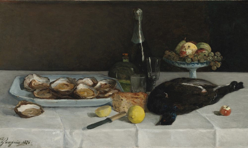 Still Life With Oysters By Eugene Henri Paul Gauguin Fine Art Print
