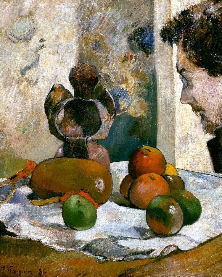 Still Life With Profile Of Laval By Paul Gauguin Fine Art Print