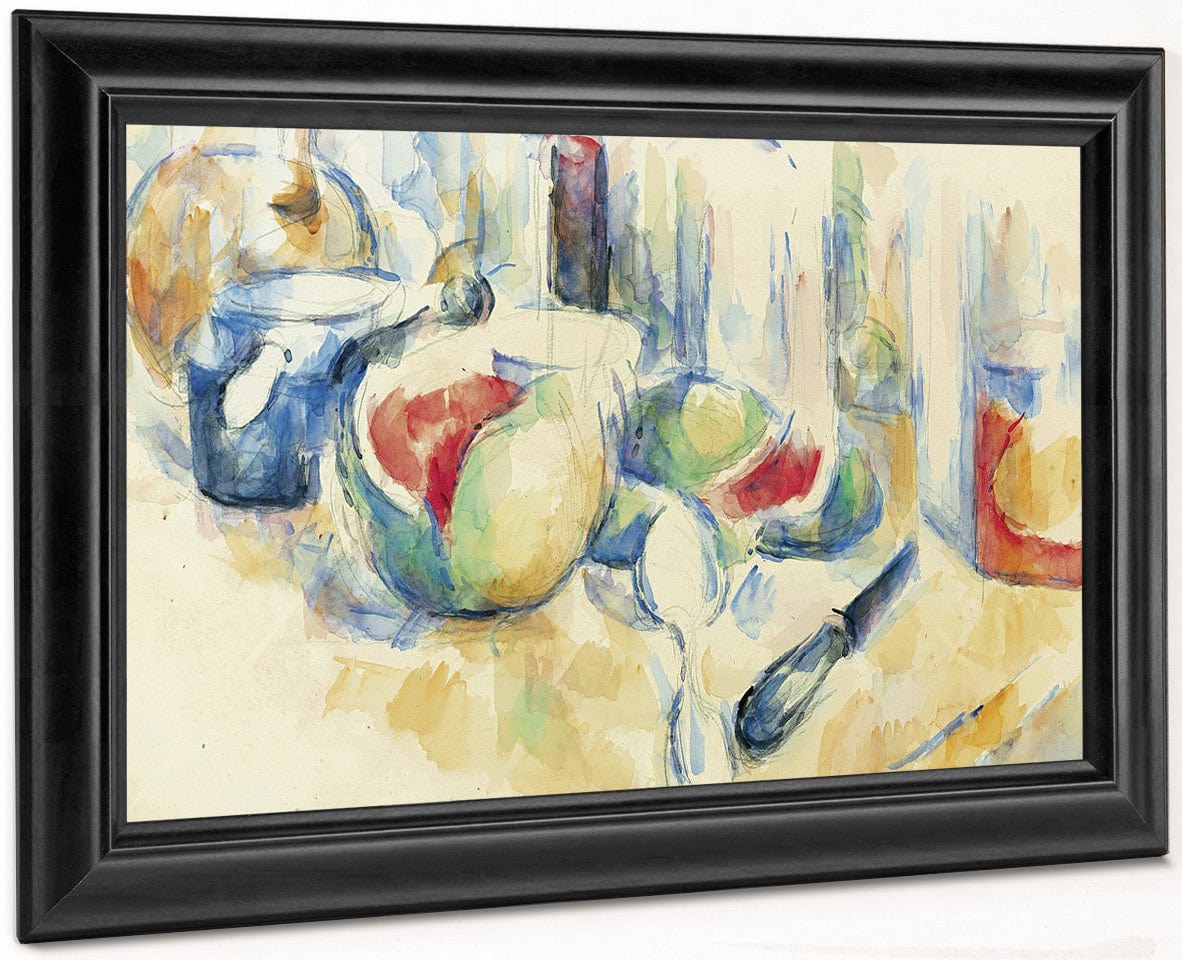 Still Life With Sliced Open Watermelon By Paul Cezanne Fine Art Print