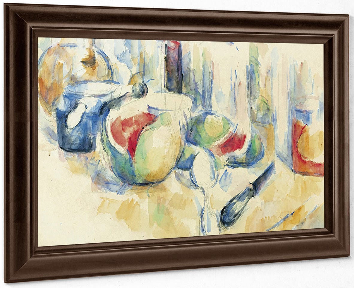Still Life With Sliced Open Watermelon By Paul Cezanne Fine Art Print