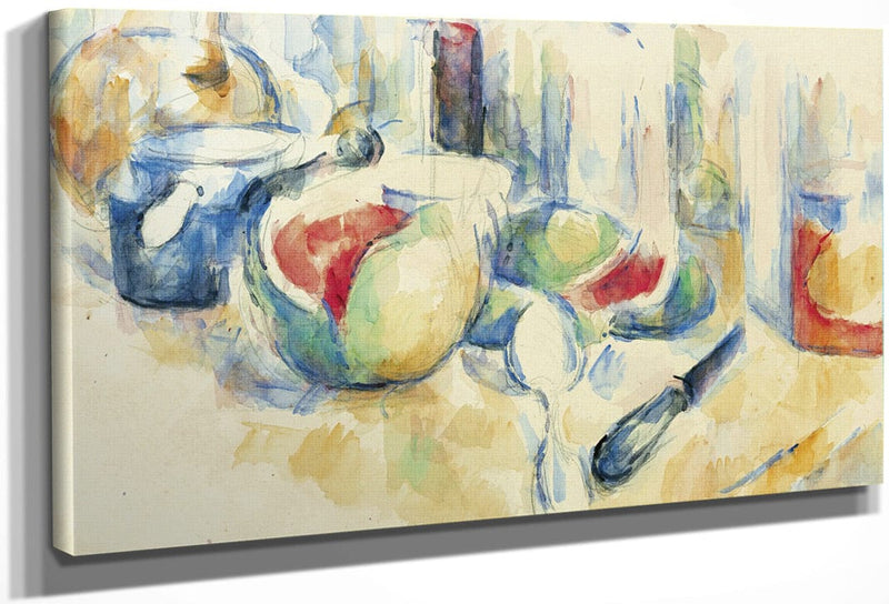 Still Life With Sliced Open Watermelon By Paul Cezanne Fine Art Print