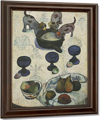 Still Life With Three Puppies By Eugene Henri Paul Gauguin Fine Art Print
